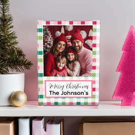 Pink Christmas Checkerboard Fotoblock