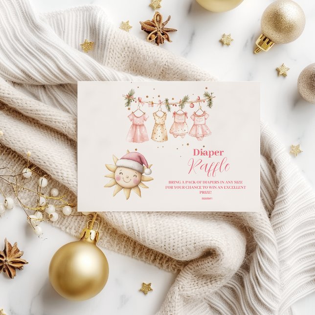 Pink Christmas Clothesline Diapper Raffle Begleitkarte (Von Creator hochgeladen)