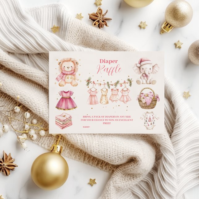 Pink Christmas Collage Diapper Raffle Begleitkarte (Von Creator hochgeladen)