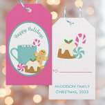 PINK CHRISTMAS COOKIES UND COCOA GIFT TAGS GESCHENKANHÄNGER<br><div class="desc">Aquamarine und rosa Weihnachtskekse und Kakaokollektion</div>
