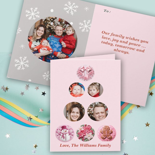 Pink Christmas Custom Fotos Karte (Von Creator hochgeladen)