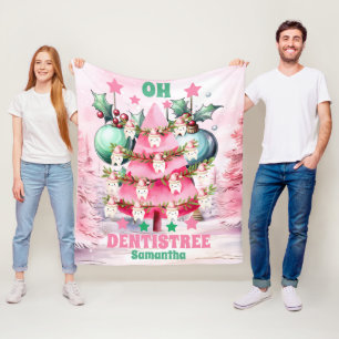 Pink Christmas Dentist Frohe Weihnachten Fleecedecke