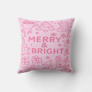 Pink Christmas Doodle gemütliche Weihnachten Kissen
