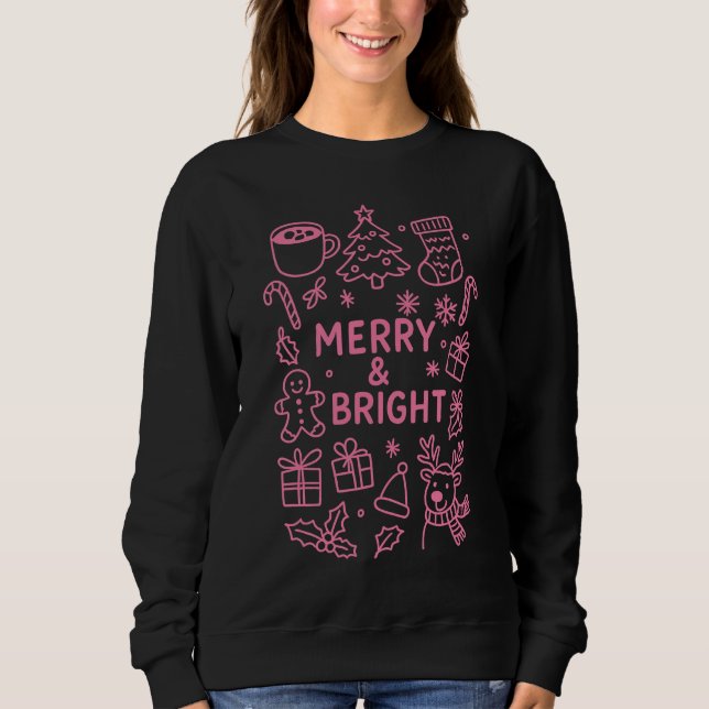 Pink Christmas Doodle | Holiday Joy Sweatshirt (Vorderseite)
