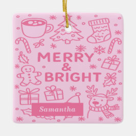 Pink Christmas Doodle | Merry & Bright Keramikornament