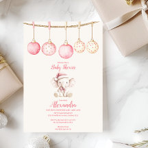 Pink Christmas Elephant Baby Dusche