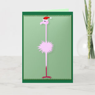 Pink Christmas Flamingo 3 Card Feiertagskarte