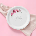 Pink Christmas Floral | Winter Girl Baby Dusche Pappteller<br><div class="desc">Genießen Sie Ihre Babydusche mit den blühenden,  weihnachtlich rosafarbenen Tellern aus Blumenpapier,  die eine wunderschöne Blumenkombination,  ein zartes Drehbuch und einen individuellen,  individuellen Text Ihrer Wahl bieten. Fügen Sie einfach Ihre eigenen Daten hinzu,  indem Sie auf die Option "Personalisieren" klicken.</div>