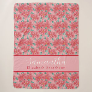 Pink Christmas Flororal Poinsettia Personalisierte Sherpadecke