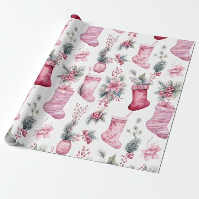 Pink Christmas Geschenkpapier (Ungerollt)