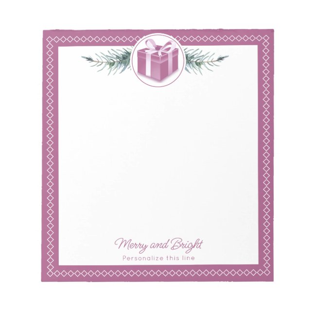 Pink Christmas Gift Personalized Notizblock (Vorderseite)