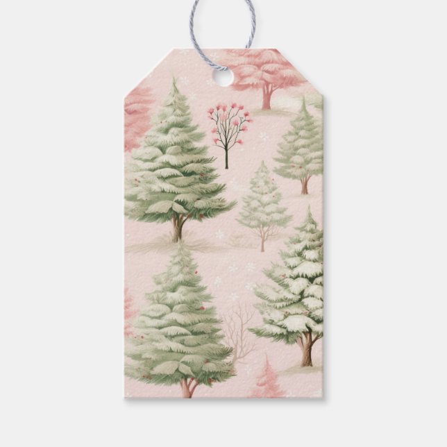 Pink Christmas Gift Tags Geschenkanhänger (Vorderseite)