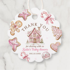 Pink Christmas Gingerbread Cookies Baby Shower  Geschenkanhänger