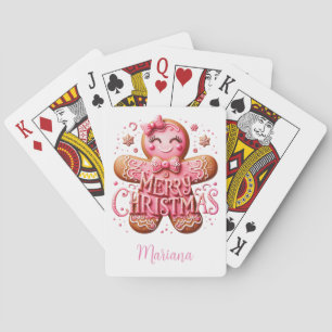 Pink Christmas Gingerbrot Spielkarten