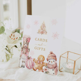 Pink Christmas Girl Babyduschkarten und Geschenke Sockelschild