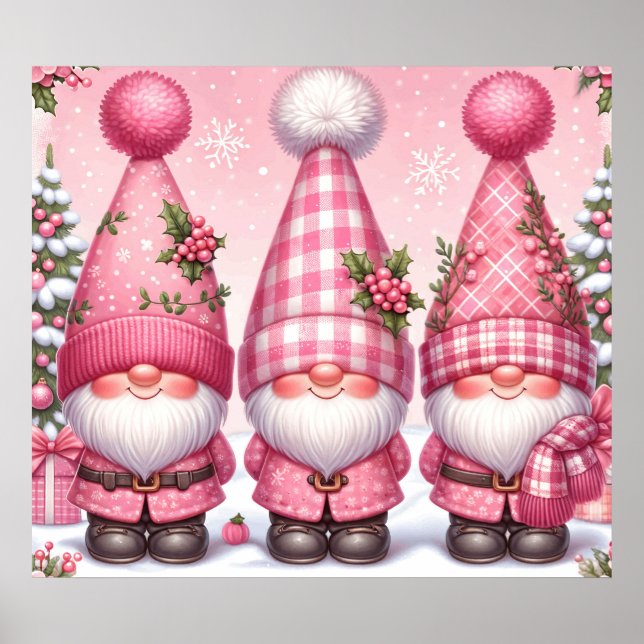 Pink Christmas Gnomes Poster (Vorne)