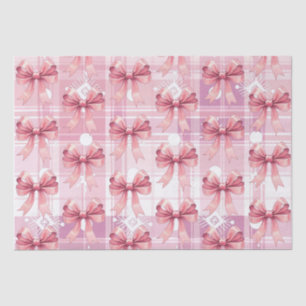 Pink Christmas Kariert Snowflakes Bow Coquette Seidenpapier