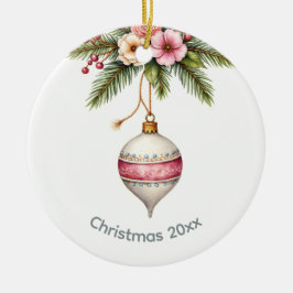 Pink  Christmas Keramik Ornament