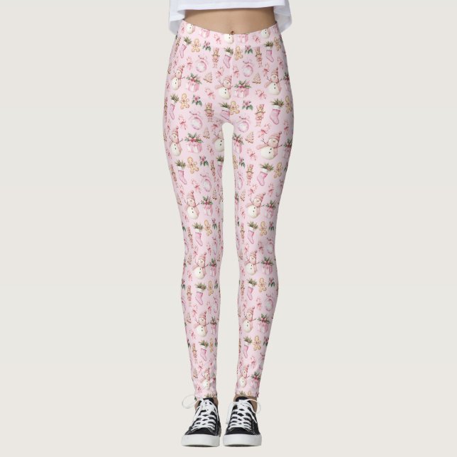 Pink Christmas Leggings (Vorderseite)