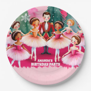 Pink Christmas Nutcracker Ballerina Kindergeburtst Pappteller
