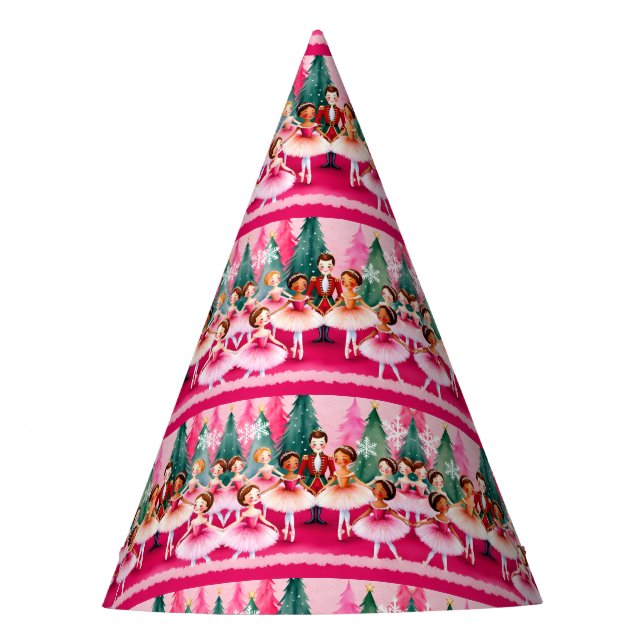 Pink Christmas Nutcracker Ballerina Kindergeburtst Partyhütchen (Vorderseite)