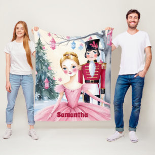 Pink Christmas Nutcracker Ballet & Ballerina Fleecedecke