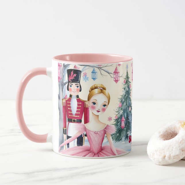 Pink Christmas Nutcracker Ballet & Ballerina Tasse (Mit Donut)