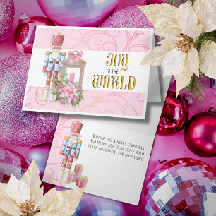 Pink Christmas Nutcracker Freude an der Weltkarte Karte