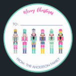 PINK CHRISTMAS NUTCRACKER GIFT STICKER<br><div class="desc">Helle Farben Nutcrackkollektion</div>