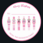 PINK CHRISTMAS NUTCRACKER GIFT STICKER<br><div class="desc">Pink Nutcrackers Collection</div>