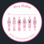 PINK CHRISTMAS NUTCRACKER GIFT STICKER<br><div class="desc">Pink Nutcrackers Collection</div>