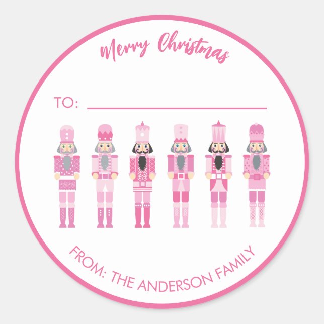PINK CHRISTMAS NUTCRACKER GIFT STICKER (Vorderseite)