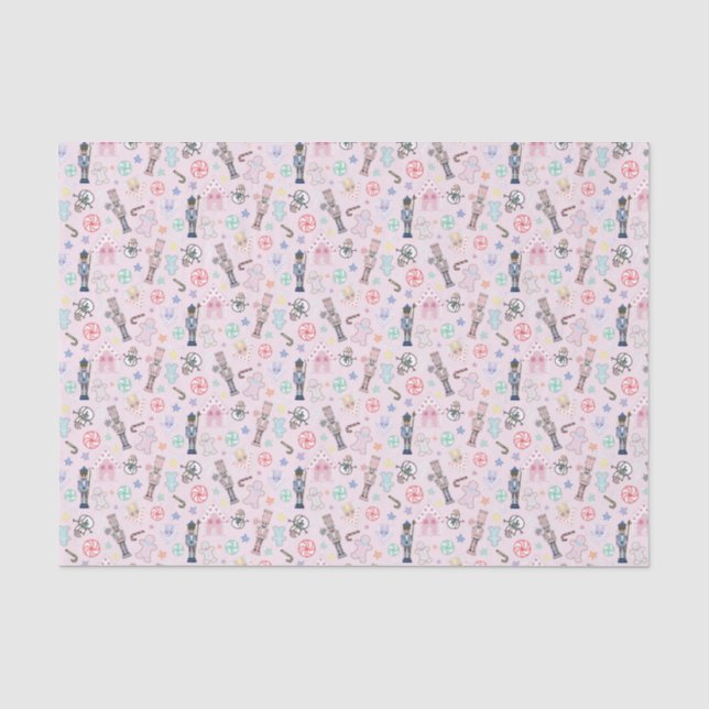 Pink Christmas Nutcracker, Gingerbrot & Snowmen  Seidenpapier (Vorderseite)