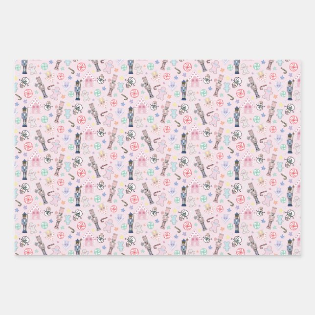 Pink Christmas Nutcracker, Gingerbrot & Snowmen W Geschenkpapier Set (Vorderseite)