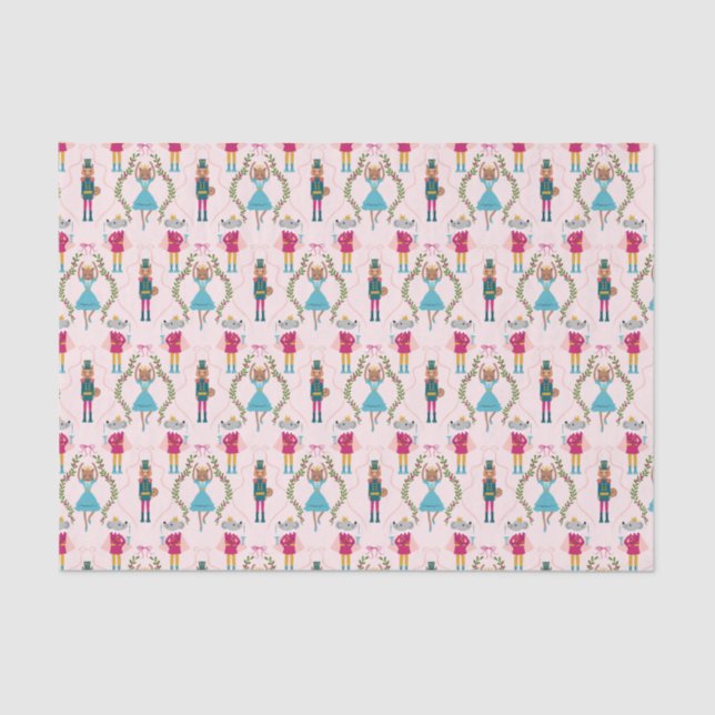 Pink Christmas Nutcracker Muster Seidenpapier (Vorderseite)