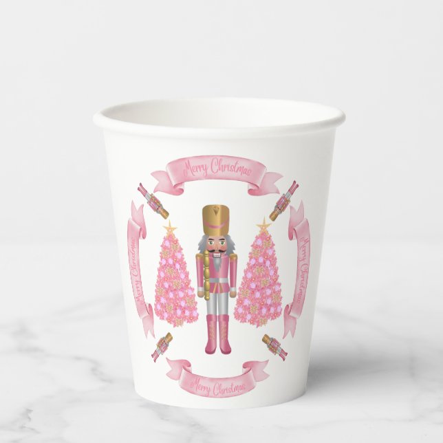 Pink Christmas Nutcracker Paper Cup Pappbecher (Vorderseite)