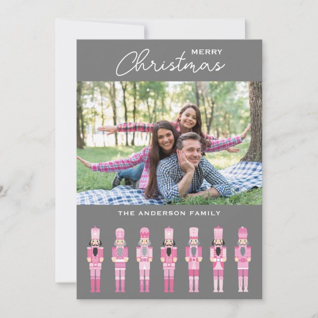 PINK CHRISTMAS NUTCRACKER PHOTO GREETING CARTE (Devant)