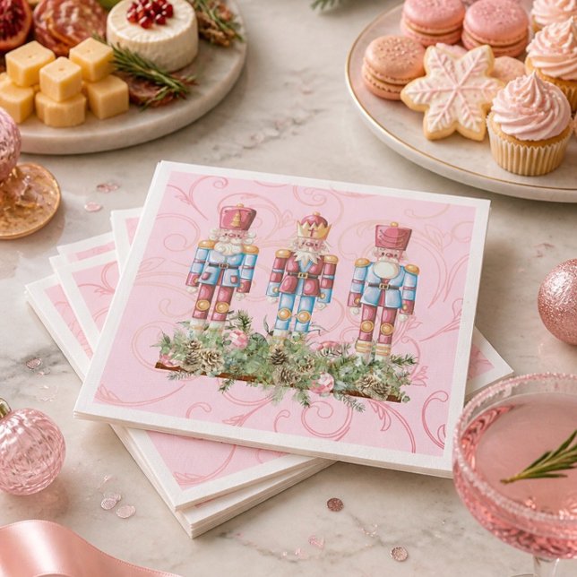 Pink Christmas Nutcracker Trier Paper Napkin Serviette (Von Creator hochgeladen)