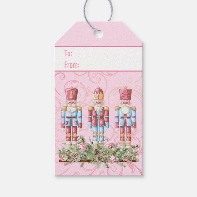 Pink Christmas Nutcracker Trio Geschenkanhänger (Vorderseite)