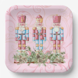 Pink Christmas Nutcracker Trio Paper Plate Pappteller