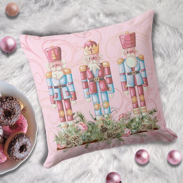 Pink Christmas Nutcracker Trio Throw Kissen (Von Creator hochgeladen)