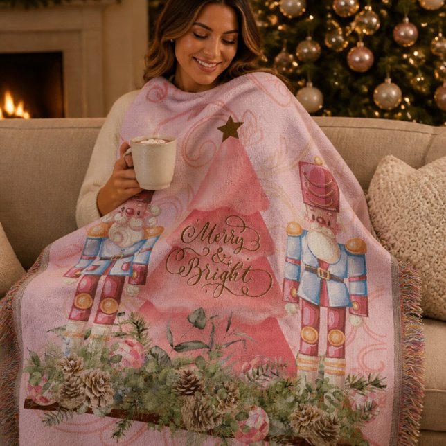 Pink Christmas Nutcracker und Baumwurzel Blanket Decke (Von Creator hochgeladen)