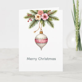 Pink Christmas Ornament Holiday Card Feiertagskarte