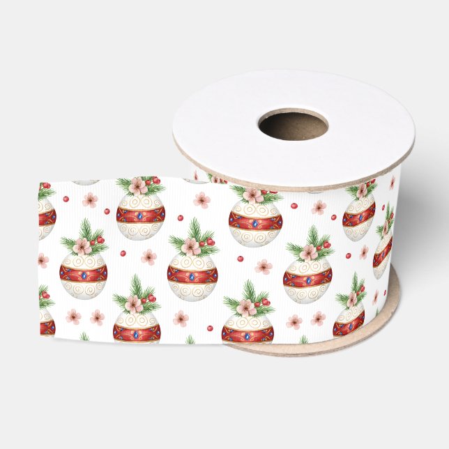 Pink Christmas Ornament Ripsband (Spule)