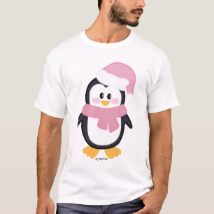 Pink Christmas Penguin Basic Men's T - Shirt