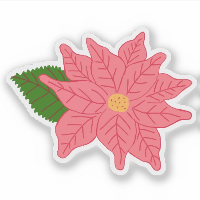 Pink Christmas Poinsettia  Aufkleber (Vorderseite)