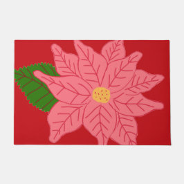 Pink Christmas Poinsettia  Fußmatte