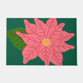 Pink Christmas Poinsettia  Fußmatte