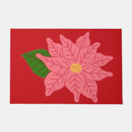 Pink Christmas Poinsettia  Fußmatte