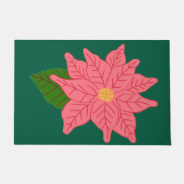 Pink Christmas Poinsettia  Fußmatte